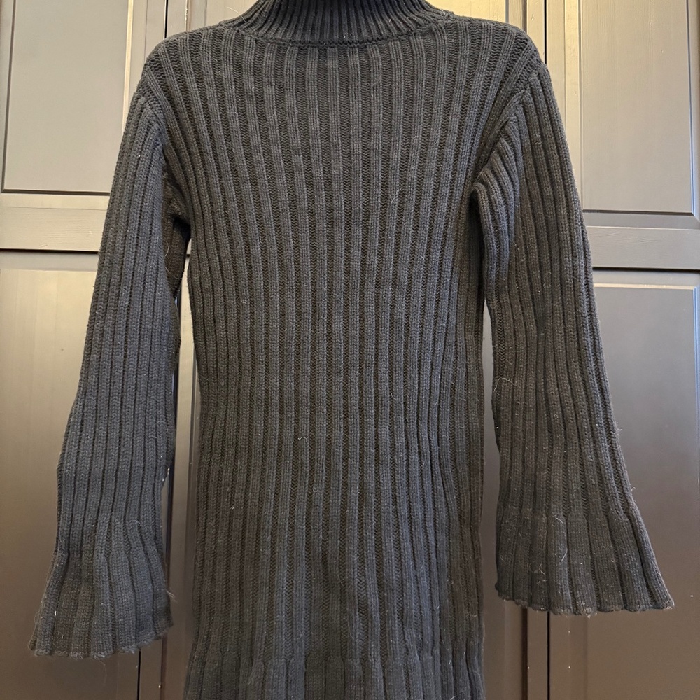 Something Navy Ribbed Black Sweater Dress Size M